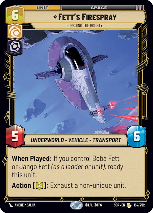 Fett's Firespray, Pursuing the Bounty (SOR) Rare